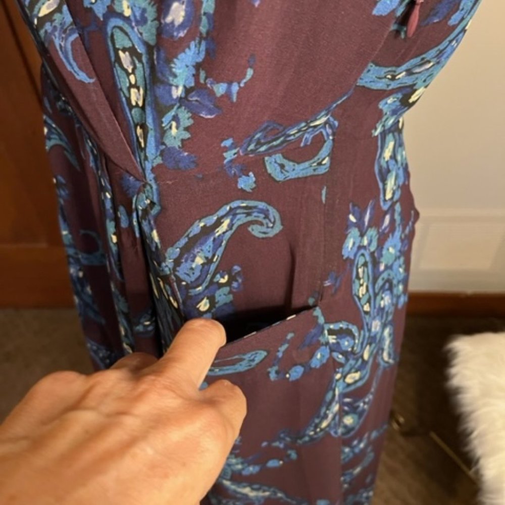 CAbi Paisley Treasure Floral/Paisley Style 3461 V-Neck Midi Dress w/Pockets SZ 4 - Picture 7 of 13